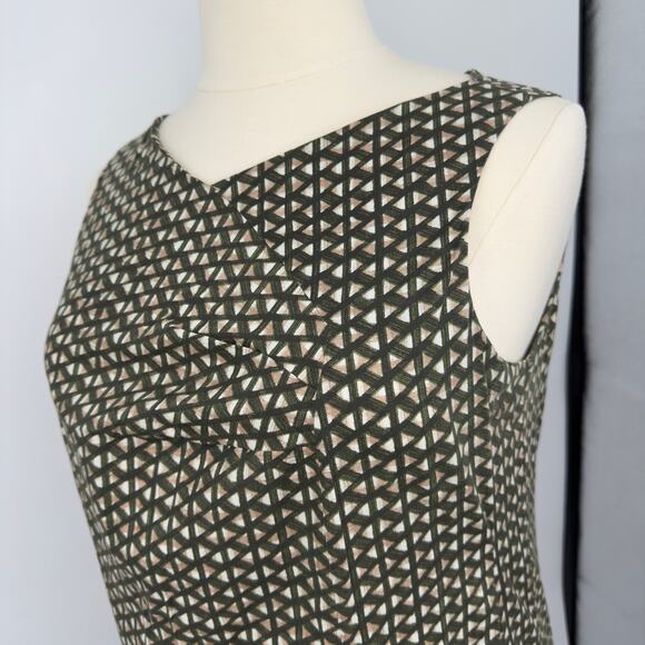 Piazza Sempione Cotton Geometric Print Sleeveless Sheath Dress IT 54 US 18 - Picture 8 of 14